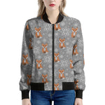 Snowy Fox Knitted Pattern Print Women's Bomber Jacket