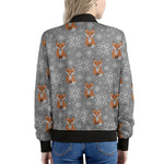 Snowy Fox Knitted Pattern Print Women's Bomber Jacket