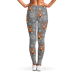 Snowy Fox Knitted Pattern Print Women's Leggings
