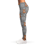 Snowy Fox Knitted Pattern Print Women's Leggings
