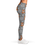 Snowy Fox Knitted Pattern Print Women's Leggings