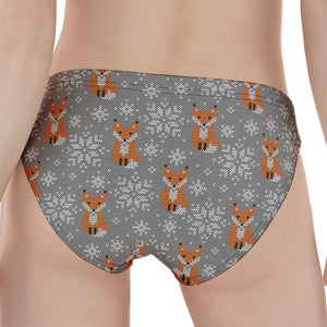 Snowy Fox Knitted Pattern Print Women's Panties