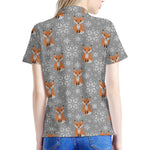 Snowy Fox Knitted Pattern Print Women's Polo Shirt