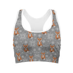 Snowy Fox Knitted Pattern Print Women's Sports Bra