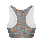 Snowy Fox Knitted Pattern Print Women's Sports Bra