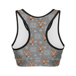 Snowy Fox Knitted Pattern Print Women's Sports Bra