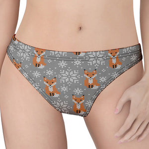 Snowy Fox Knitted Pattern Print Women's Thong