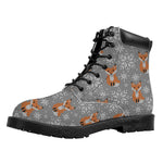 Snowy Fox Knitted Pattern Print Work Boots