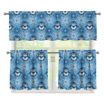 Snowy Penguin Knitted Pattern Print 3 Piece Kitchen Curtains