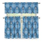 Snowy Penguin Knitted Pattern Print 3 Piece Kitchen Curtains