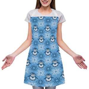 Snowy Penguin Knitted Pattern Print Adjustable Apron