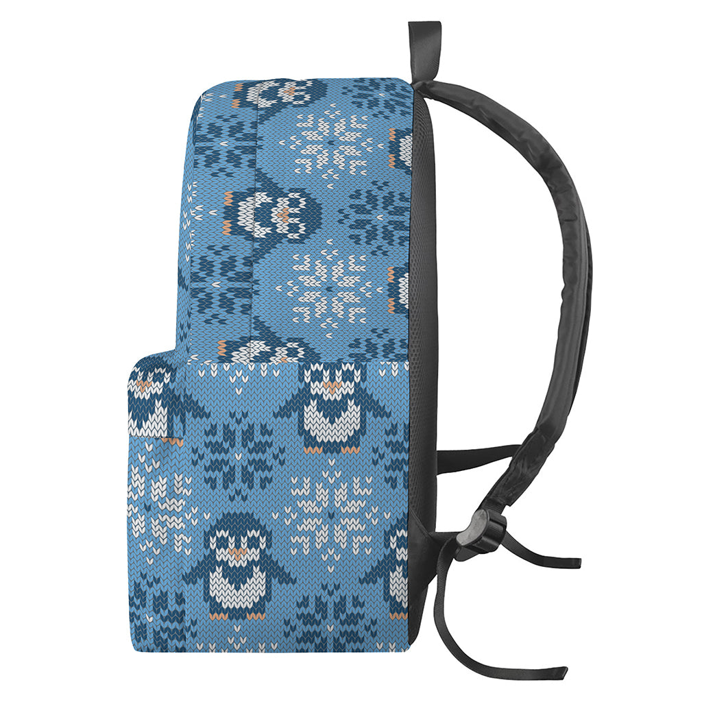 Snowy Penguin Knitted Pattern Print Backpack