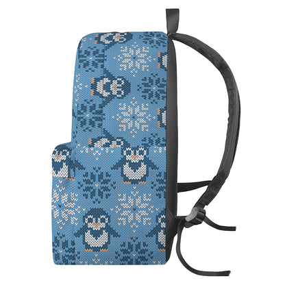 Snowy Penguin Knitted Pattern Print Backpack