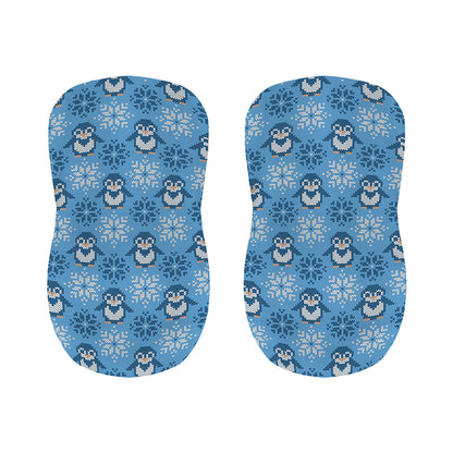 Snowy Penguin Knitted Pattern Print Bar Stool Covers