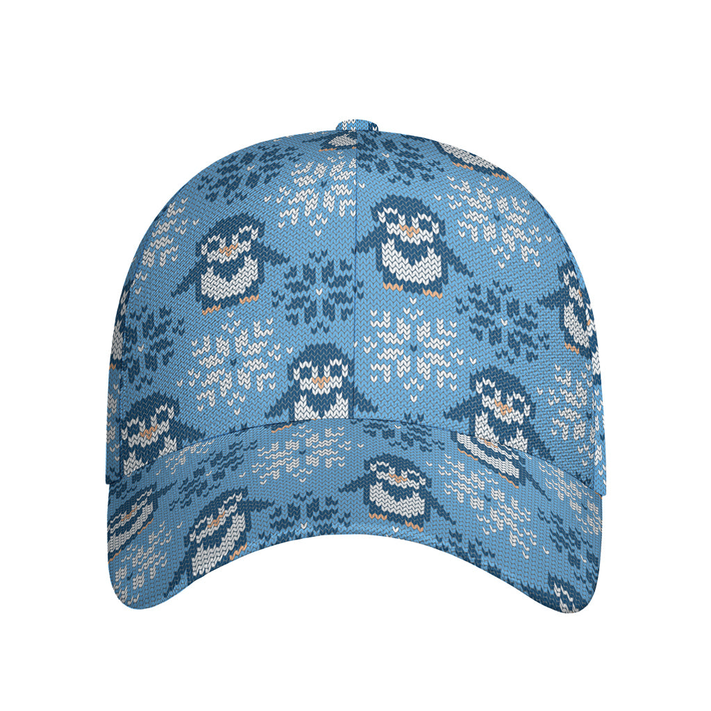Snowy Penguin Knitted Pattern Print Baseball Cap