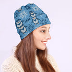 Snowy Penguin Knitted Pattern Print Beanie