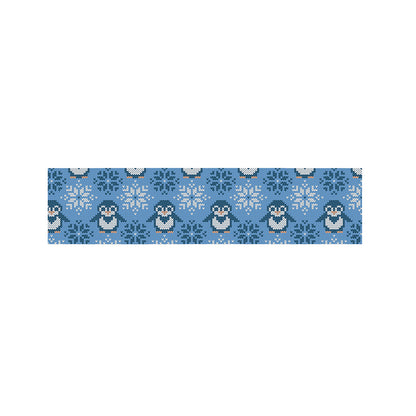Snowy Penguin Knitted Pattern Print Bed Runner