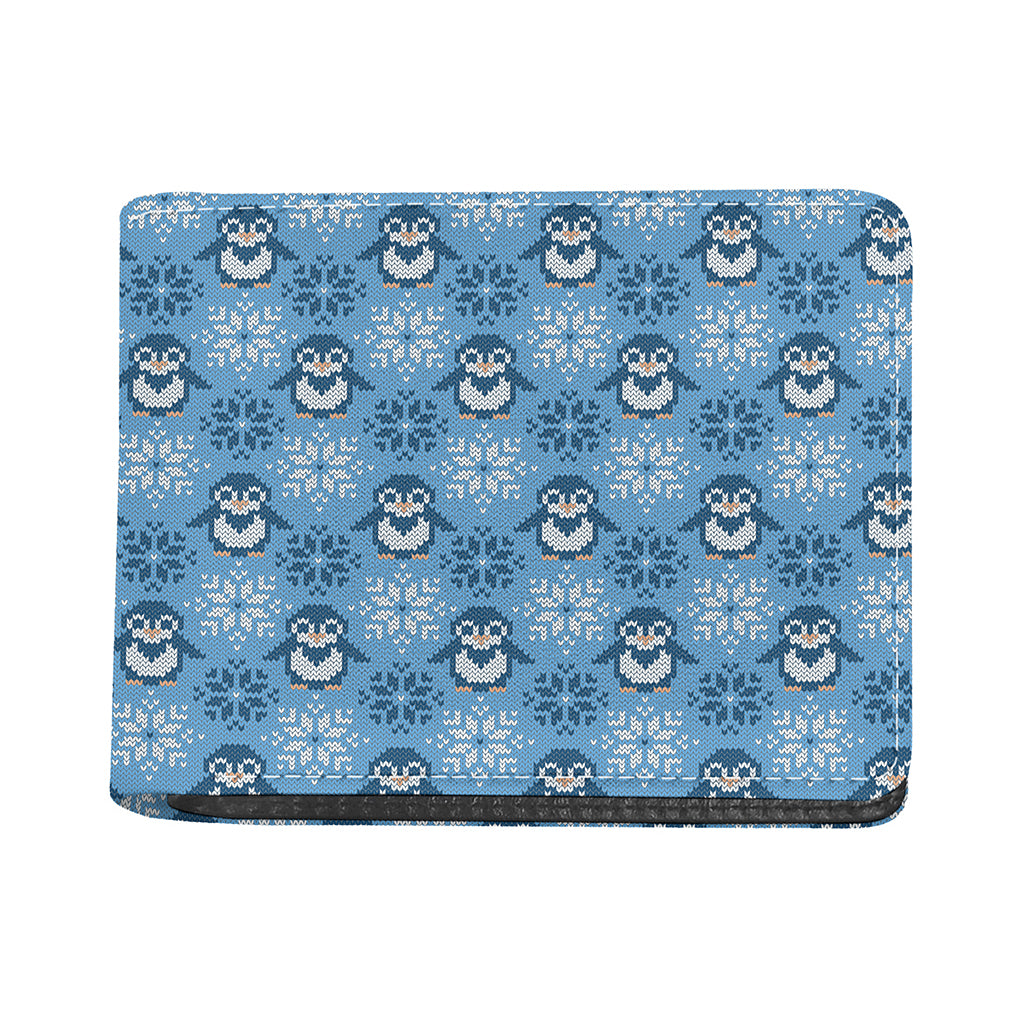 Snowy Penguin Knitted Pattern Print Bifold Wallet