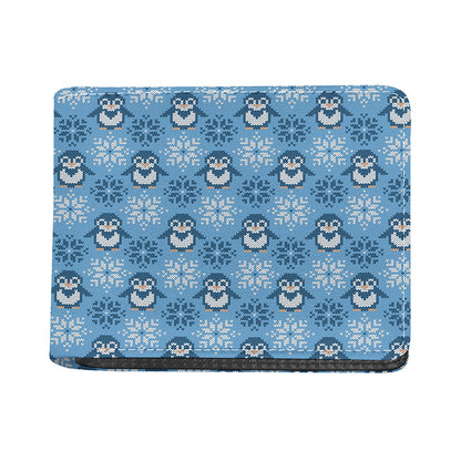 Snowy Penguin Knitted Pattern Print Bifold Wallet