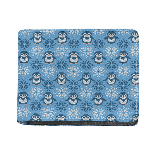 Snowy Penguin Knitted Pattern Print Bifold Wallet