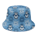 Snowy Penguin Knitted Pattern Print Bucket Hat