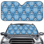 Snowy Penguin Knitted Pattern Print Car Windshield Sun Shade