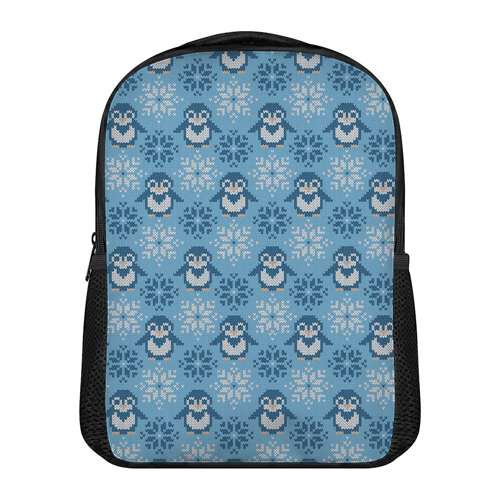 Snowy Penguin Knitted Pattern Print Casual Backpack