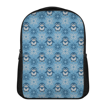 Snowy Penguin Knitted Pattern Print Casual Backpack