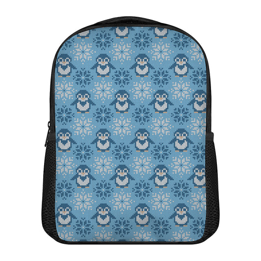 Snowy Penguin Knitted Pattern Print Casual Backpack