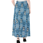 Snowy Penguin Knitted Pattern Print Chiffon Maxi Skirt