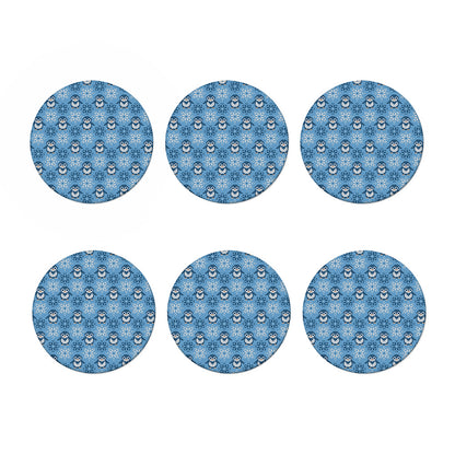 Snowy Penguin Knitted Pattern Print Coaster Set