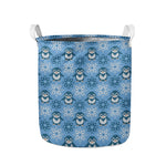 Snowy Penguin Knitted Pattern Print Collapsible Laundry Basket
