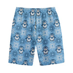 Snowy Penguin Knitted Pattern Print Cotton Shorts