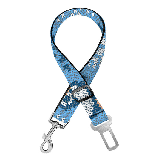 Snowy Penguin Knitted Pattern Print Dog Seat Belt