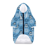 Snowy Penguin Knitted Pattern Print Dog Zip Up Hoodie