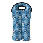 Snowy Penguin Knitted Pattern Print Double Neoprene Wine Tote