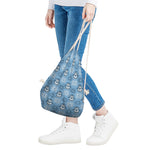 Snowy Penguin Knitted Pattern Print Drawstring Bag