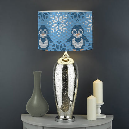 Snowy Penguin Knitted Pattern Print Drum Lamp Shade