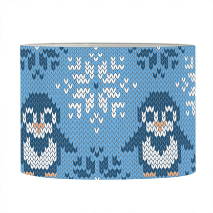 Snowy Penguin Knitted Pattern Print Drum Lamp Shade