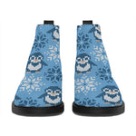 Snowy Penguin Knitted Pattern Print Flat Ankle Boots