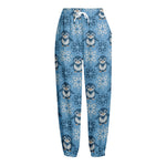 Snowy Penguin Knitted Pattern Print Fleece Lined Knit Pants