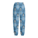 Snowy Penguin Knitted Pattern Print Fleece Lined Knit Pants