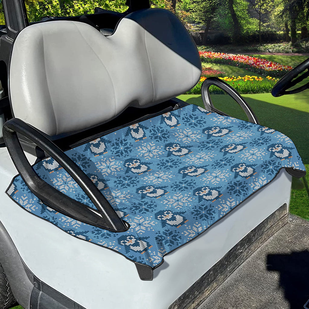 Snowy Penguin Knitted Pattern Print Golf Cart Seat Cover
