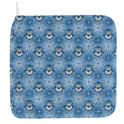 Snowy Penguin Knitted Pattern Print Hand Towel