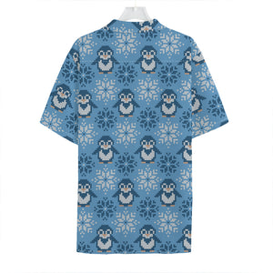 Snowy Penguin Knitted Pattern Print Hawaiian Shirt