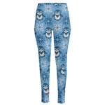 Snowy Penguin Knitted Pattern Print High-Waisted Pocket Leggings