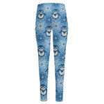 Snowy Penguin Knitted Pattern Print High-Waisted Pocket Leggings