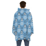 Snowy Penguin Knitted Pattern Print Hoodie Blanket