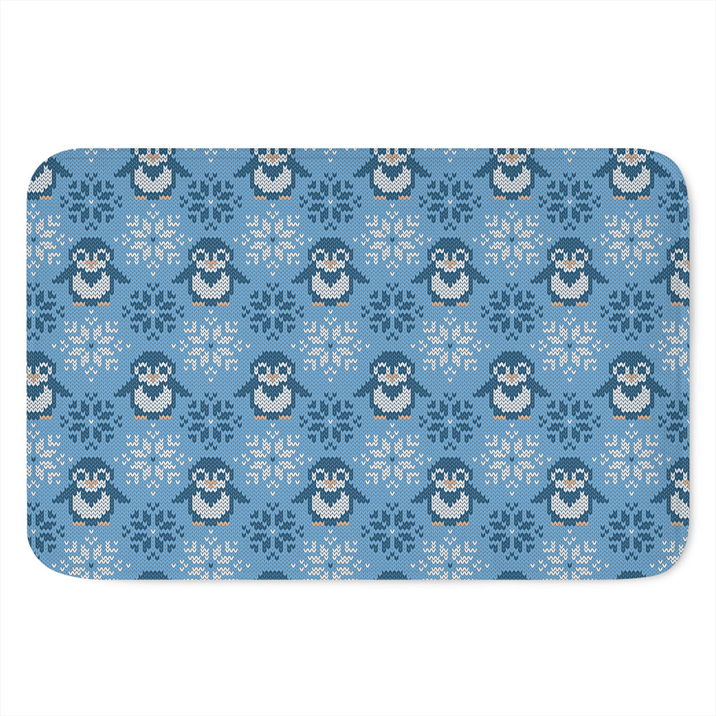 Snowy Penguin Knitted Pattern Print Indoor Door Mat