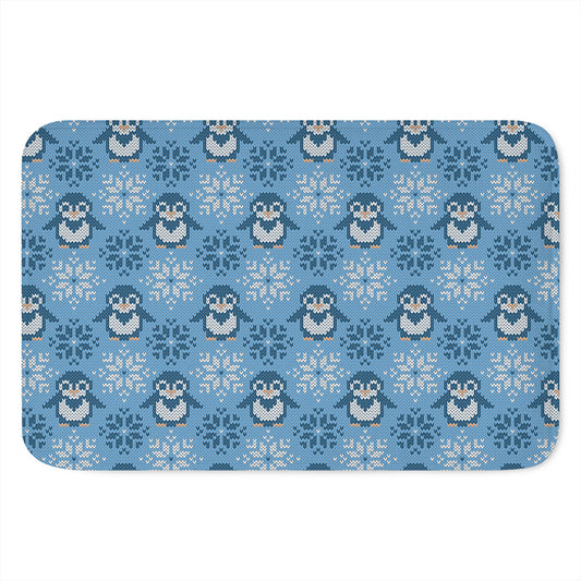 Snowy Penguin Knitted Pattern Print Indoor Door Mat